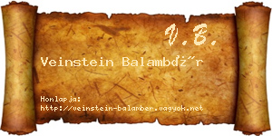 Veinstein Balambér névjegykártya
